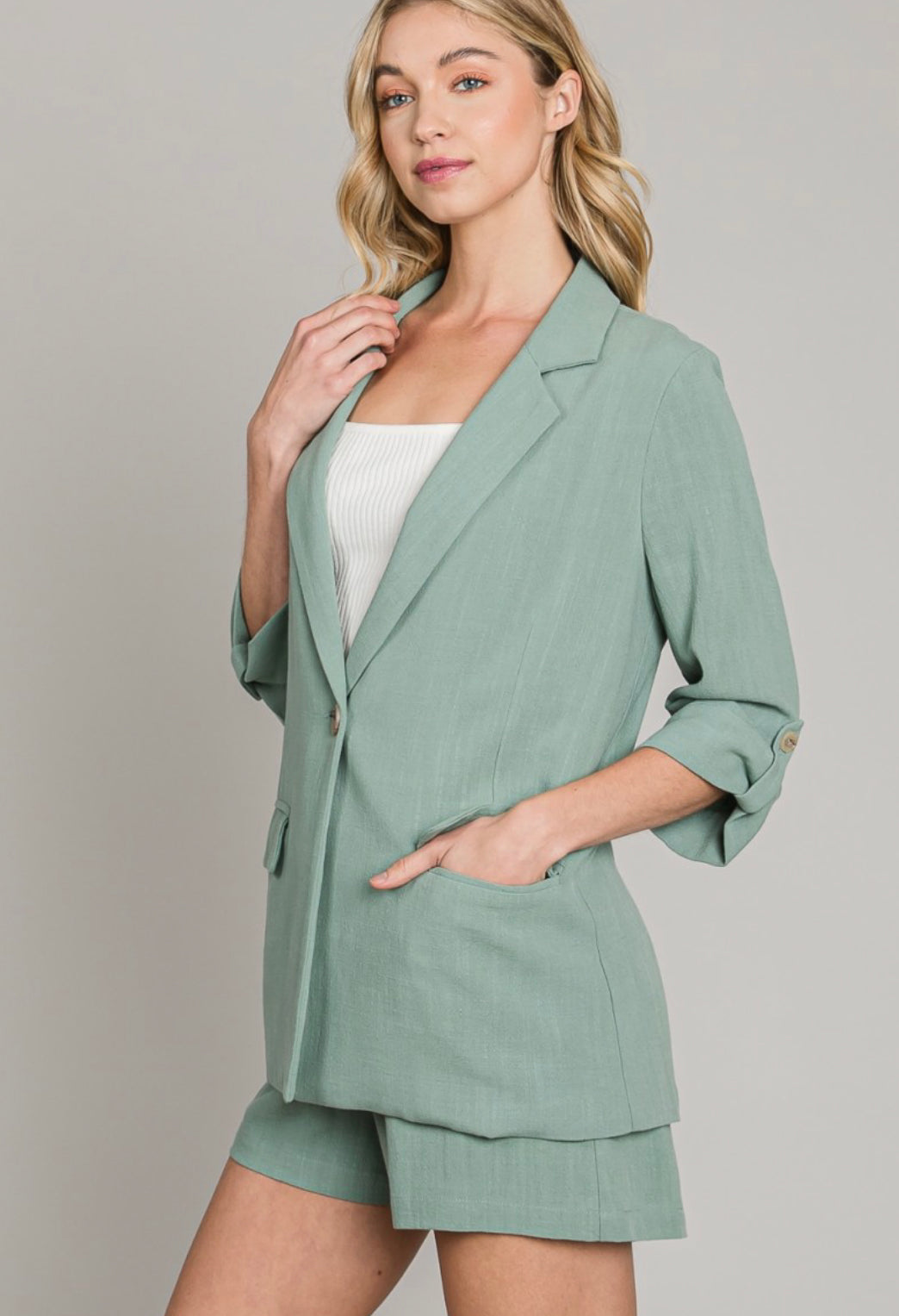 mint linen jacket